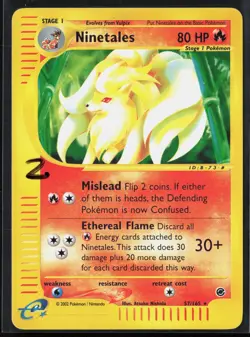 #2 Ninetales 57/165 Expedition 2002 Reverse Holo Rare Vintage E-Series Pokemon - Image 1