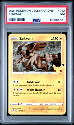 2021 POKEMON CELEBRATIONS #010 ZEKROM PSA 7 - Image 1