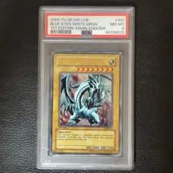PSA 8 YU-GI-OH! Blue-Eyes White Dragon LOB-001 1st Edition Asian English Yugioh - Image 3