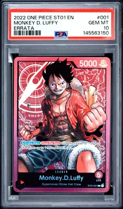 ONE PIECE EN MONKEY D.LUFFY ST01 ERRATA 2022 PSA 10 - Image 1