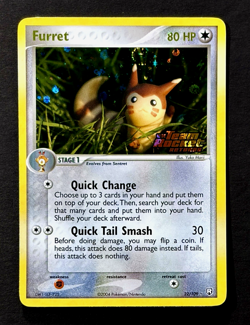 2004 Pokemon FURRET Ex Team Rocket Returns REVERSE HOLO Stamp Card 22/109 SWIRL - Image 1