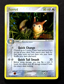 2004 Pokemon FURRET Ex Team Rocket Returns REVERSE HOLO Stamp Card 22/109 SWIRL - Image 2