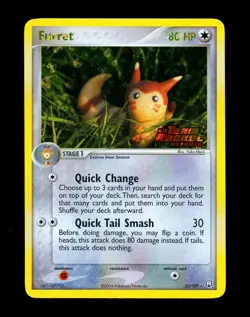 2004 Pokemon FURRET Ex Team Rocket Returns REVERSE HOLO Stamp Card 22/109 SWIRL - Image 3
