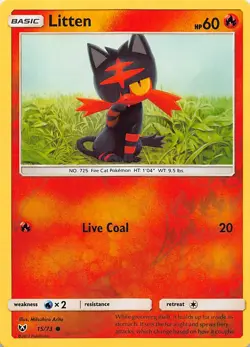 Litten 15/73 Common Shining Legends Pokemon Reverse Holo Near Mint - Image 1