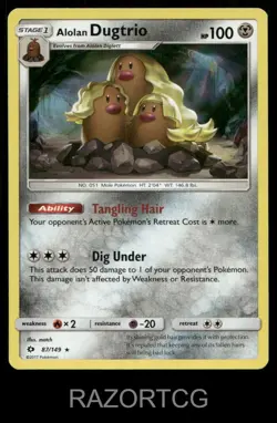 ALOLAN DUGTRIO 87/149 HOLO HOLO RARE SM BASE SET POKEMON NM/M - Image 1