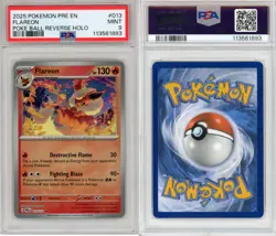 2025 POKEMON PRE EN-PRISMATIC EVOLUTIONS POKE BALL REVERSE HOLO FLAREON PSA 9 - Image 2