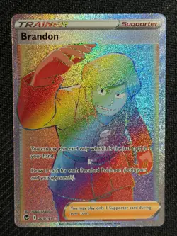 Brandon 203/195 Rainbow Rare Silver Tempest Pokemon Near Mint - Image 1