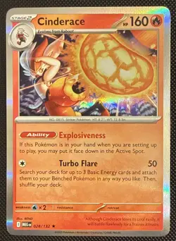 Pokemon TCG Cinderace 028/132 Mega Evolutions Holo Rare NM - Image 1