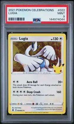 Pokemon TCG Lugia Celebrations Holo Rare Card 022/025 PSA 9 Mint - Image 1