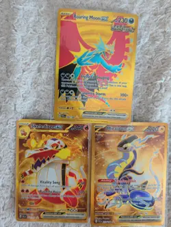 Hyper Rare Golden Pokemon Cards Bundle Roaring Moon Ex Miraidon Ex Skelederge ex - Image 1