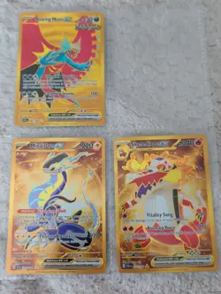 Hyper Rare Golden Pokemon Cards Bundle Roaring Moon Ex Miraidon Ex Skelederge ex - Image 3