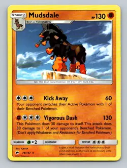 Pokemon Mudsdale SM - Burning Shadows 78/147 Near Mint NM - Image 1