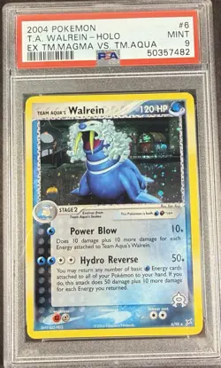 2004 Pokemon EX Team Magma Vs. Team Aqua 6 Team Aqua’s Walrein Holo PSA 9 Mint - Image 1