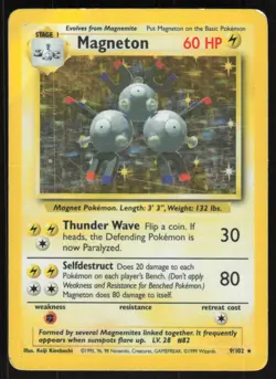 Pokemon TCG Base Set #009/102 Magneton HP (Corner Crease) - Image 1