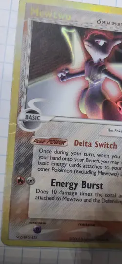 Mewtwo 12/113 Delta Species Reverse Holo Stamped Ex Pokemon Vintage Nintendo - Image 1