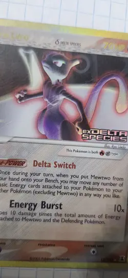Mewtwo 12/113 Delta Species Reverse Holo Stamped Ex Pokemon Vintage Nintendo - Image 2