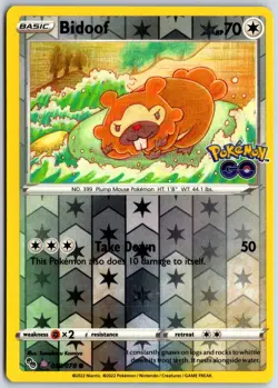 Bidoof (Peelable Ditto) Reverse Holo Pokemon GO 059/078 Tomokazu Komiya NM - Image 1