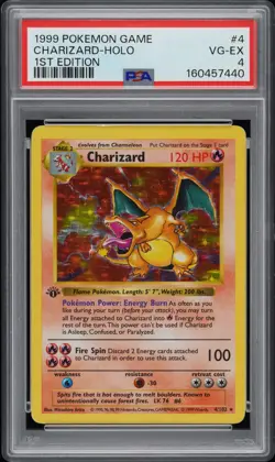 1999 POKEMON BASE SET 1ST EDITION #4 CHARIZARD-HOLO PSA 4 - Image 1