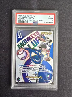 2025 ONE PIECE PROMOS DODGERS X ONE PIECE NIGHT #010 MONKEY D. LUFFY PSA 9 - Image 1