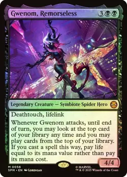 NM Foil Gwenom, Remorseless, MTG, Marvel's Spider-Man, Magic the Gathering, 56 - Image 1