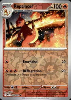 Carte Pokemon REVERSE Reptincel 005/165 MEW Ecarlate Violet Pokemon 151 FR NEUF - Image 1