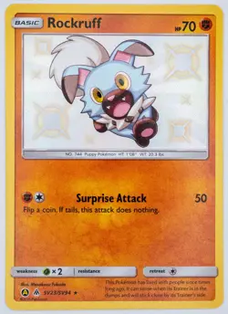 Rockruff SV23/SV94 (NM) - SM Hidden Fates Shiny Vault - Holo Rare Pokemon TCG - Image 1