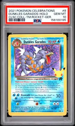 Dark Gyarados Holo #8 PSA 10 Gem Mint Celebrations Classic Collection Pokemon DE - Image 2