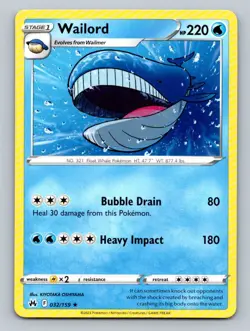 Pokemon Wailord Crown Zenith 032/159 Near Mint NM - Image 1