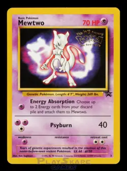 Pokemon Card Mewtwo 3 Wizards Black Star Vintage WOTC Promo LP 1999 - Image 1