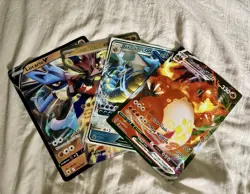 Pokemon 4-Card Jumbo Lot: Lucario V,Mega Zygarde EX, Gyarados GX, Charizard VMAX - Image 1