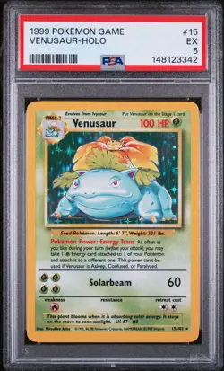 1999 Pokemon Base Set 15/102 Venesaur Holo PSA 5 - Image 1