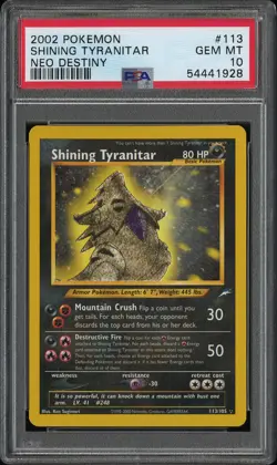 2002 POKEMON NEO DESTINY #113 SHINING TYRANITAR PSA 10 - Image 1