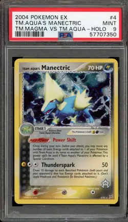 Pokemon Team Aqua's Manectric EX TM Magma Vs TM Aqua Holo Rare #4 PSA 9 Mint - Image 1