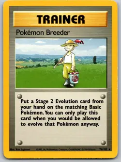 Pokemon Breeder 76/102 Rare Base Set Unlimited Pokemon Lightly Played - Image 1