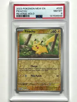 2023 POKEMON MEW EN-151 REVERSE HOLO #025 PIKACHU PSA 8 NM-MT (NEAR MINT-MINT) - Image 1
