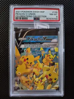 Pokemon Pikachu TCG V-Union Holo Promo SWSH141 Black Star PSA 8 NM-MT - Image 1