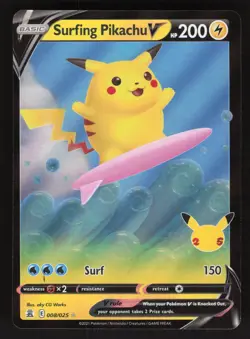 Surfing Pikachu V 008/025 Pokemon TCG Celebrations VLP - Image 1