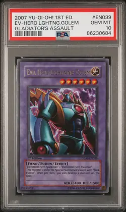 YUGIOH PSA 10 Evil Hero Lightning Golem 1st Edition ULTRA GLAS EN039 - Image 1
