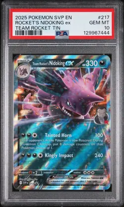 PSA 10 ROCKET'S NIDOKING EX #217 TEAM ROCKET TIN 2025 POKEMON BLACK STAR PROMO - Image 1