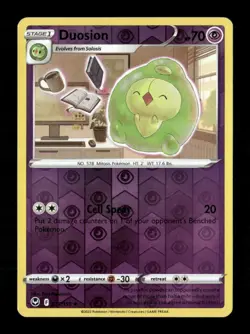 Duosion Reverse Holo Uncommon SWSH12: Silver Tempest 077/195 NM Pokemon LP - Image 1