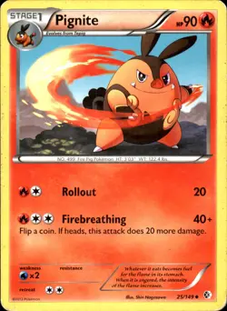 Pignite 25/149 Uncommon - Pokemon Boundaries Crossed 2012 HP - Image 1