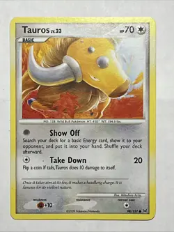 TAUROS 98/127 - NON-Holo COMMON - PLATINUM - 2009 NINTENDO Pokemon Card - Image 1