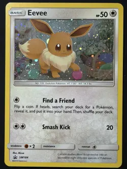 Eevee Pokemon Card Sun & Moon Black Star Promo #SM184 TCG Holo SWIRL - Image 1