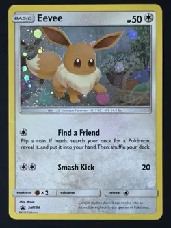 Eevee Pokemon Card Sun & Moon Black Star Promo #SM184 TCG Holo SWIRL - Image 2