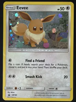 Eevee Pokemon Card Sun & Moon Black Star Promo #SM184 TCG Holo SWIRL - Image 3