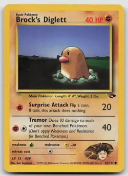 Brock's Diglett 67/132 Common Gym Challenge Pokemon Unlimited Lightly Played - Image 1