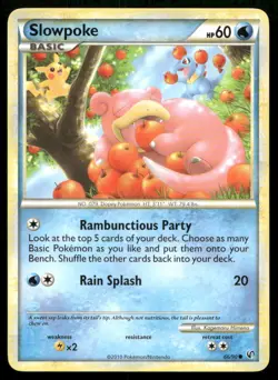 Slowpoke 66/90 Common HGSS Undaunted Pokemon Pikachu Moderately Played - Image 1