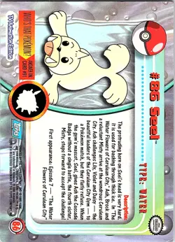 Seel #86 Non Holo Blue Logo Topps Pokemon TV Animation MP - Image 2