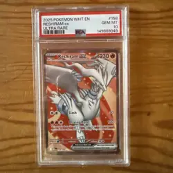 Pokemon 2025 White Reshiram EX Ultra Rare #158 PSA 10 - Image 1