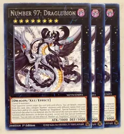Yugioh! 3x Number 97: Draglubion MZTM-EN093 Rare 1st Ed NM - Image 1